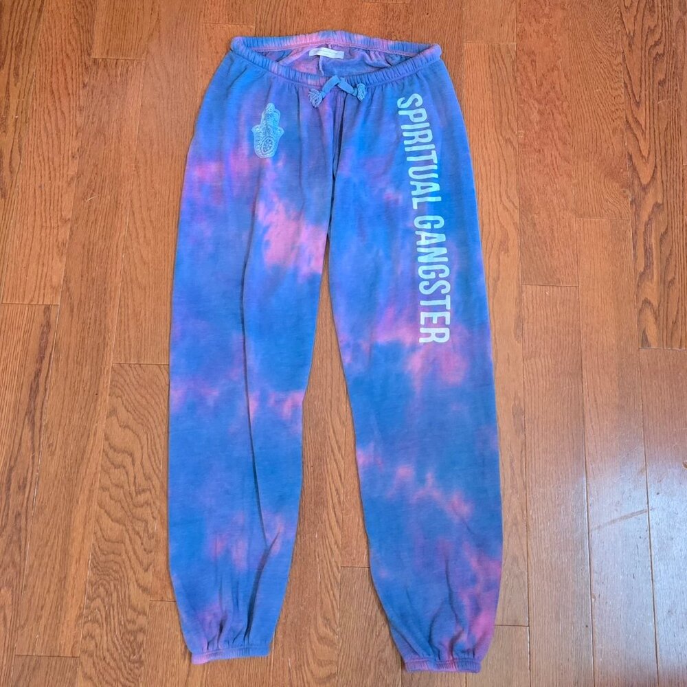Super cute size Large Tie-Dye Spiritual Gangster Sweatpants with Hamsa!